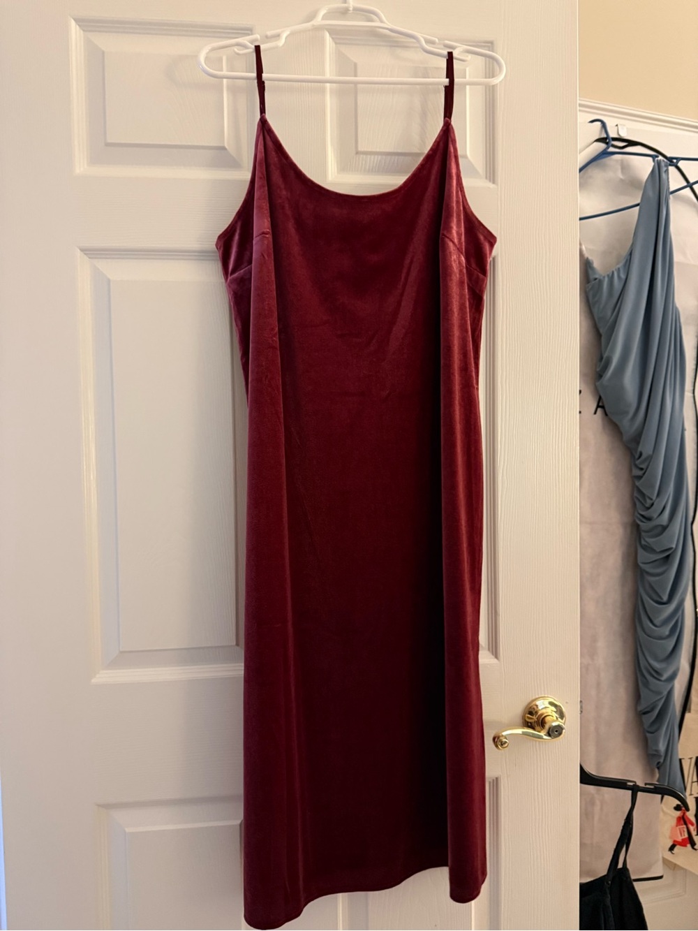 GAP Velvet Slip Midi Dress in Wine Red
